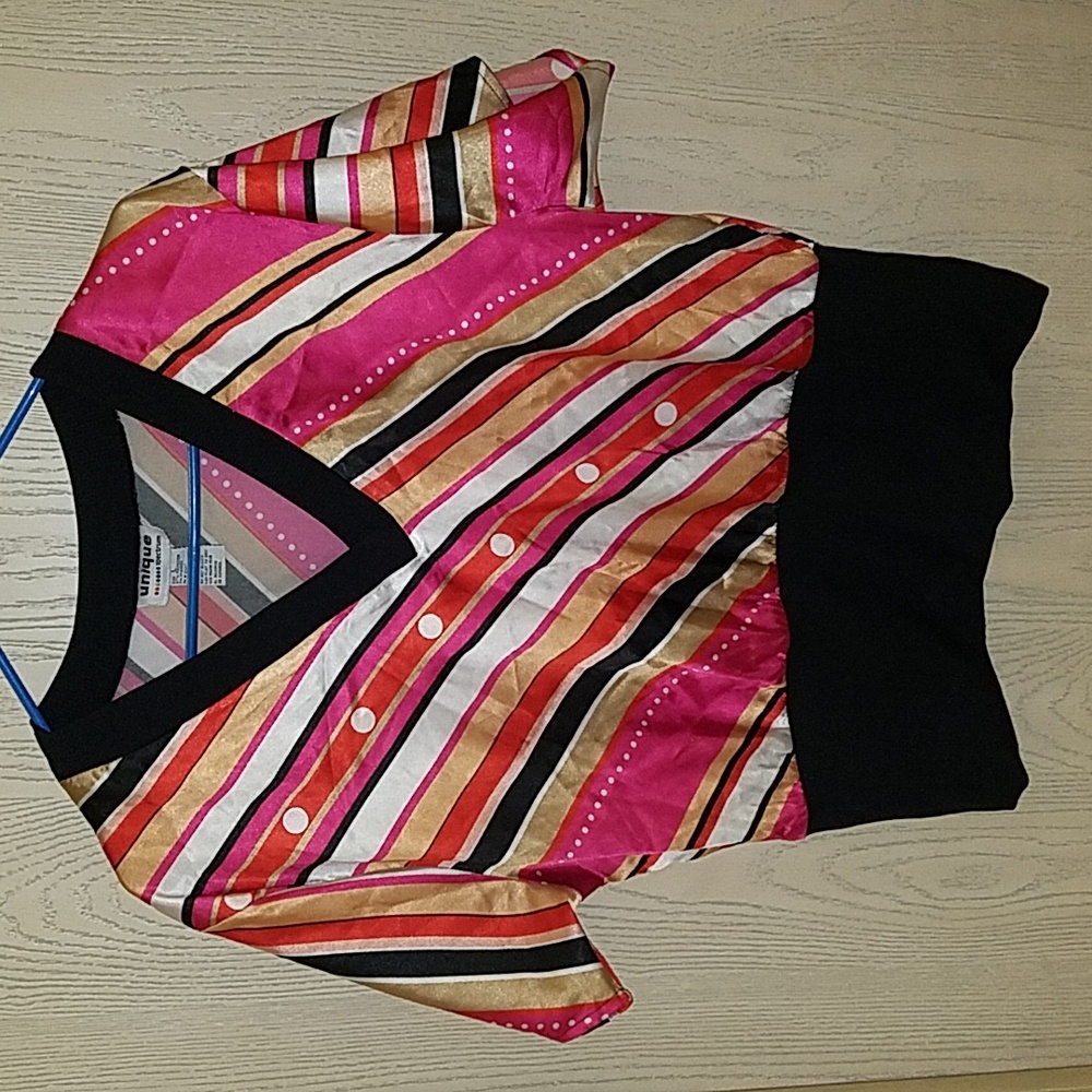 UNIQUE- multi colored blouse/sz L